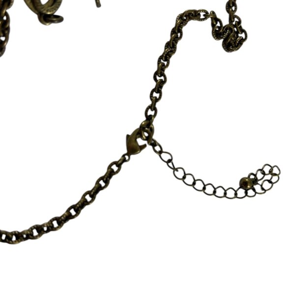 Vtg Nina Ricco Avon Brass Tone Floral Statement Necklace Rhinestones Boho Bib - Picture 8 of 10